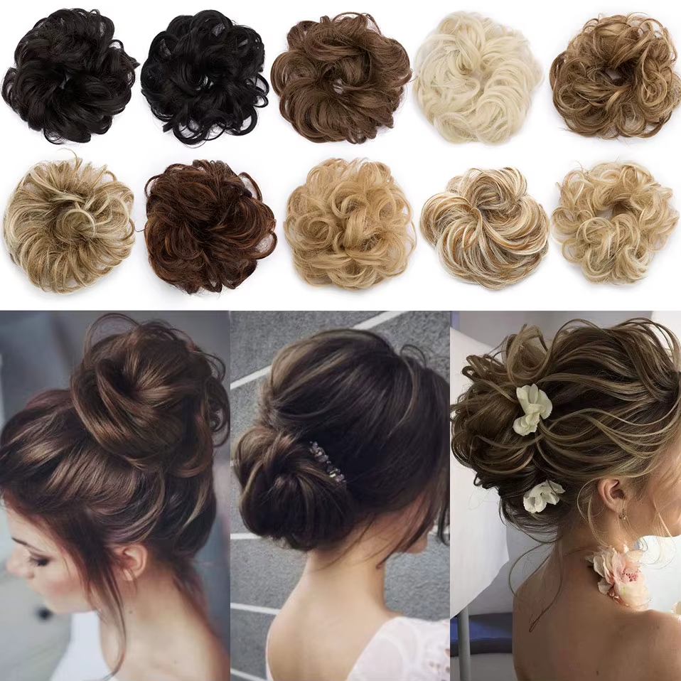 S-noilite bande élastique synthétique avec cheveux bouclés Chignon cheveux femmes cordon queue de ch