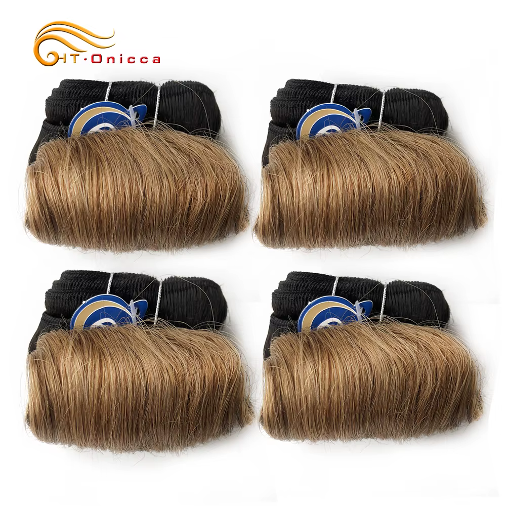 Tissage en lot brésilien Remy naturel Double bande, cheveux bouclés, couleur 1B 27 30 99J, 5 5 6 7 p