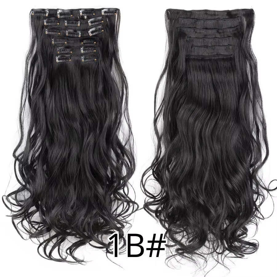 Extensions de cheveux synthétiques à clipser, cheveux longs ondulés, fausse postiche ombrée, 1 pièce