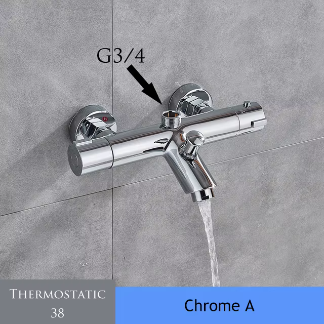 Vanne mitigeur de douche thermostatique chromée, vanne de commande murale à double poignée, mélangeu