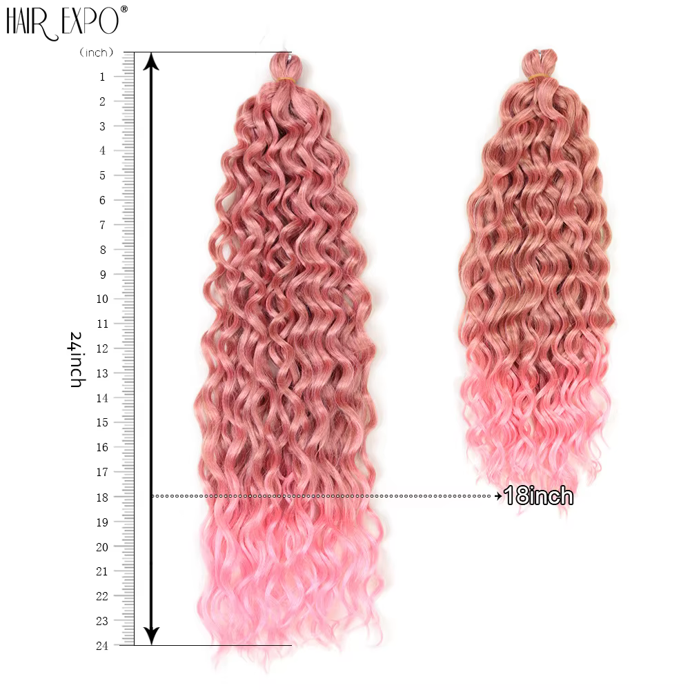 18 "24" océan vague Crochet tresses cheveux cheveux synthétiques Hawaii Afro Curl vague profonde tre