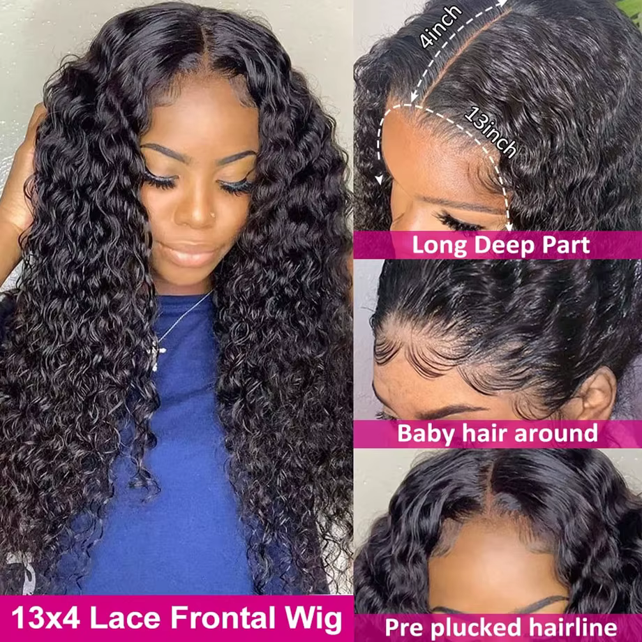 Perruque Lace Front Wig Naturelle Bouclée, Deep Wave, 13x4, 13x6, HD, 5x5, 6 Tages, 28 30 Pouces