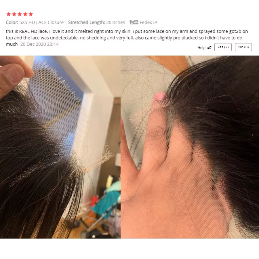 Beeos-Perruque Lace Closure Remy Naturelle Lisse, Cheveux de Bébé, Peau Fondue, HD, 5x5