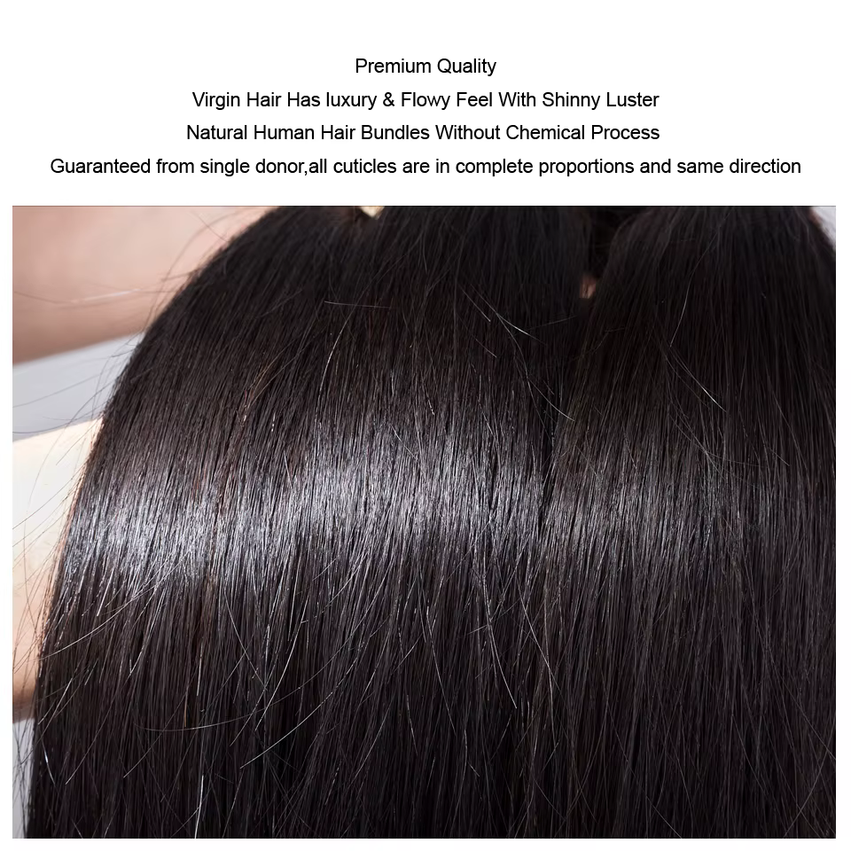 MOCHA Hair – mèches brésiliennes 100% naturelles, cheveux vierges, lisses, 10A, avec Lace Closure 4*