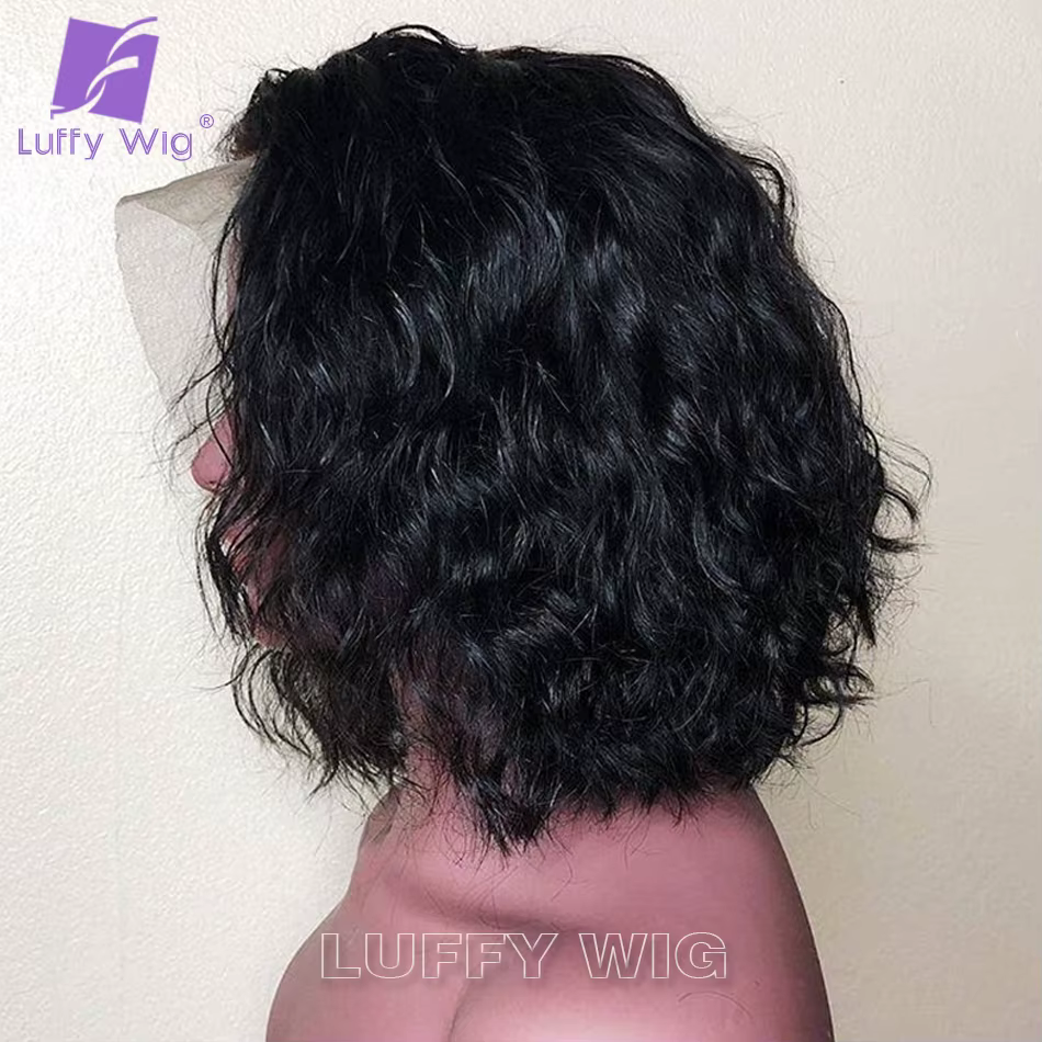Perruque Lace Front Wig sans colle brésilienne Remy, cheveux naturels, ondulés, 13x6, pre-plucked, H