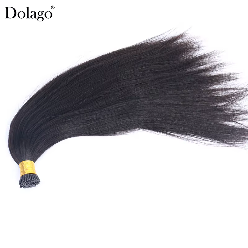 Mèches Brésiliennes Naturelles Noires, Cheveux Crépus Lisses, Yaki Clair, Microlinks, pour Femme
