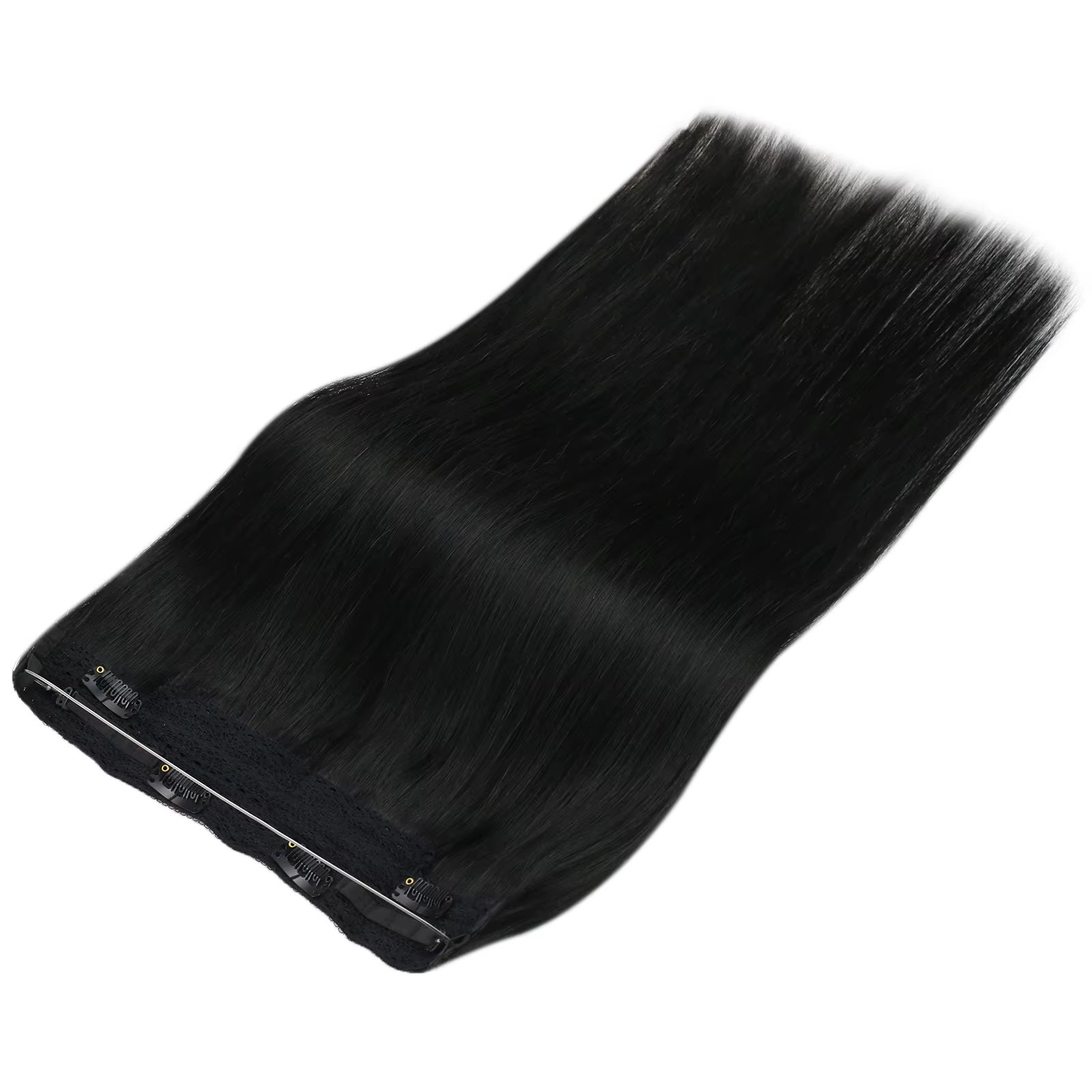 VeSunny – Extension de cheveux naturels, cheveux humains, Invisible, en fil de pêche, brun, 2 Clips,