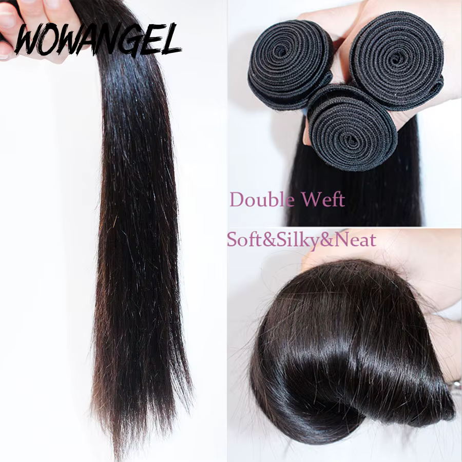 Wow Angel-Bundles de cheveux humains raides brésiliens Remy, cheveux 100% soyeux, extensions de chev