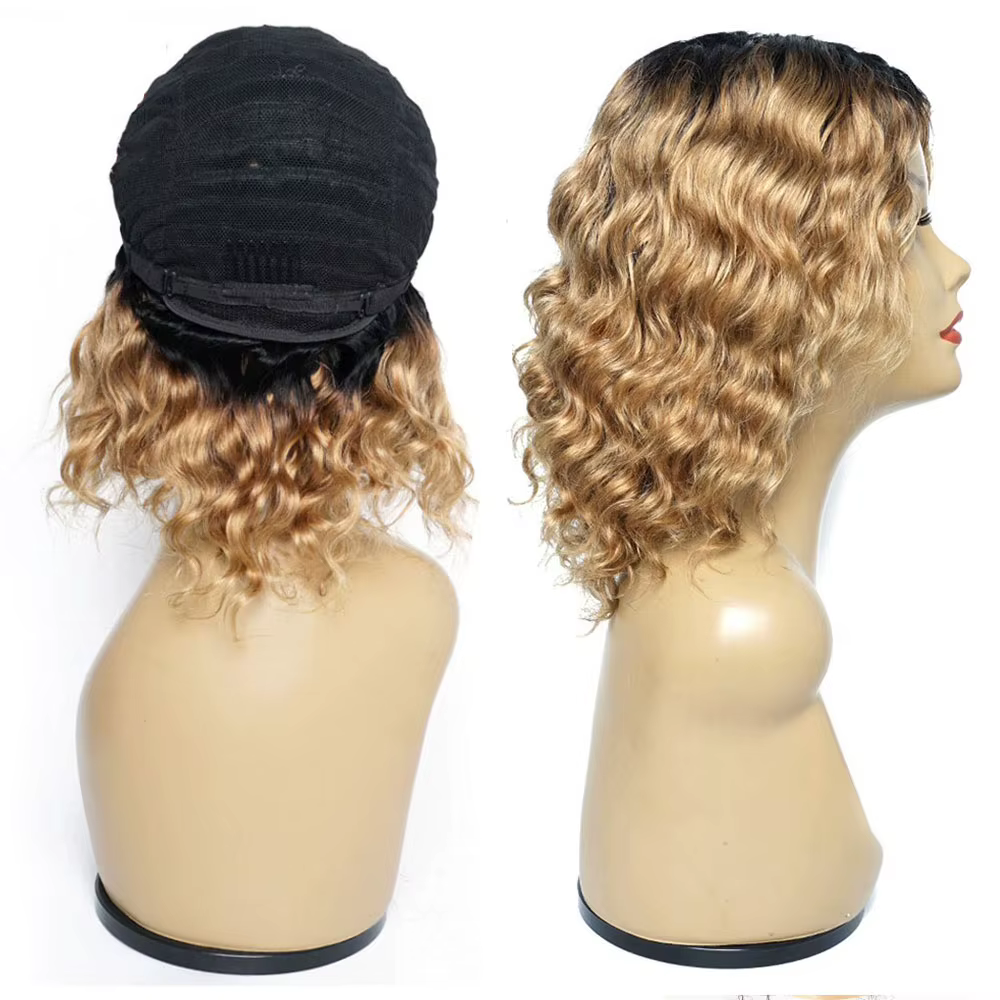 Perruques péruviennes naturelles, ondulées, couleur noire naturelle, ombré, blond miel, 1B 27/30, fa