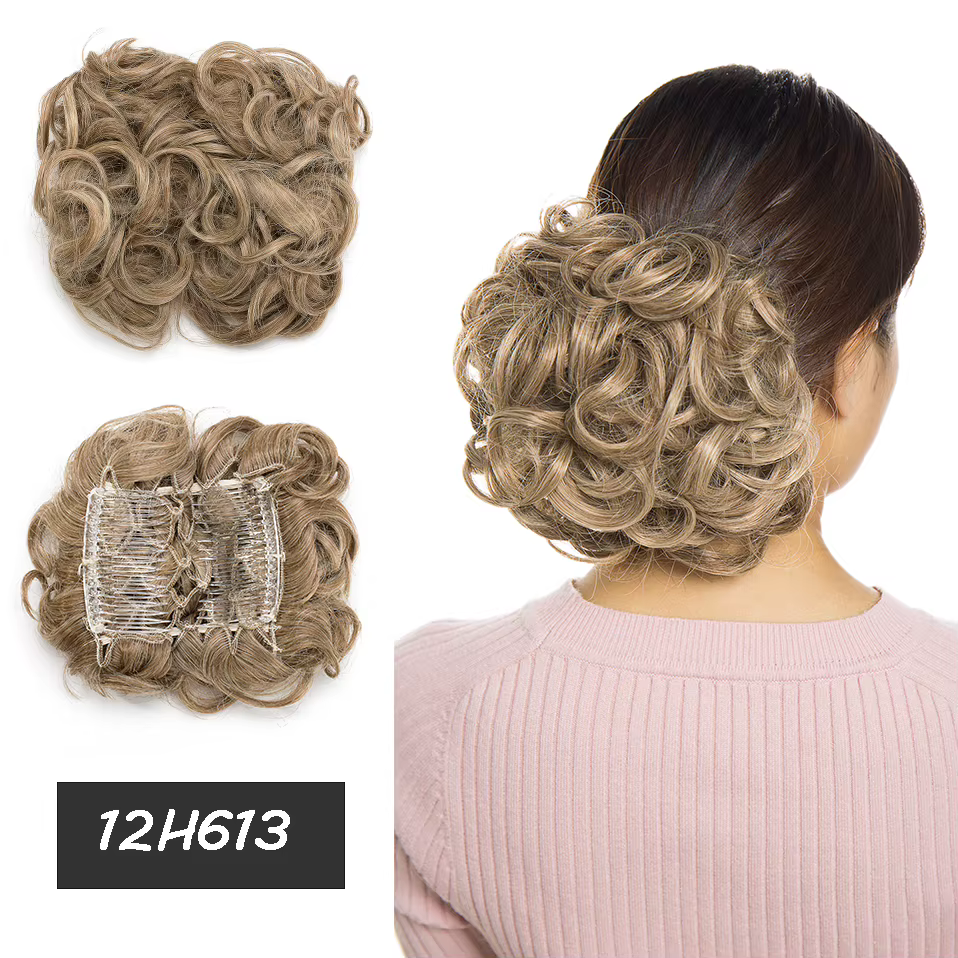 BENEHAIR cheveux synthétiques Chignon brun blond bouclés Chignon désordre peigne pince dans l'extens