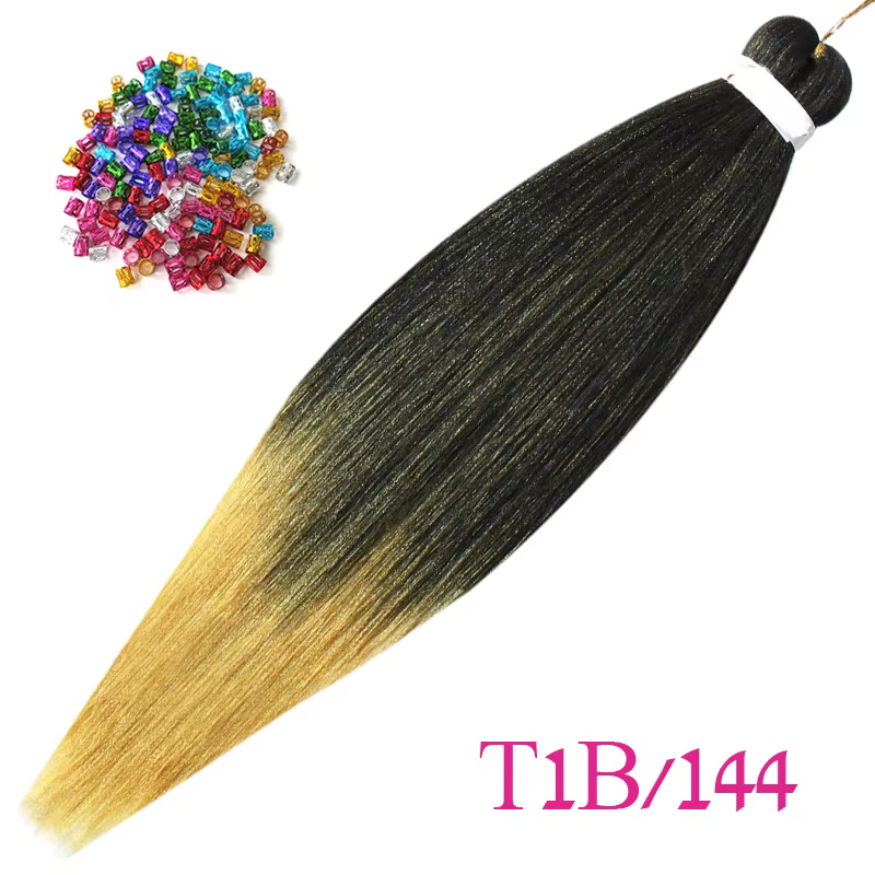 Extensions de cheveux tressés pré-étirés pour tresses africaines, paquets synthétiques ombrés Yaki l