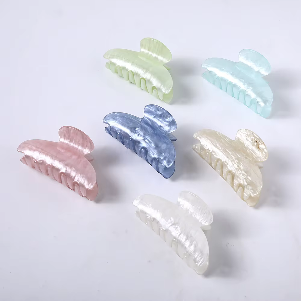 Pince à Cheveux en Acrylique à Rayures Marbrées pour Femme, Crabe, Griffes, Outil de Lavage, Accesso