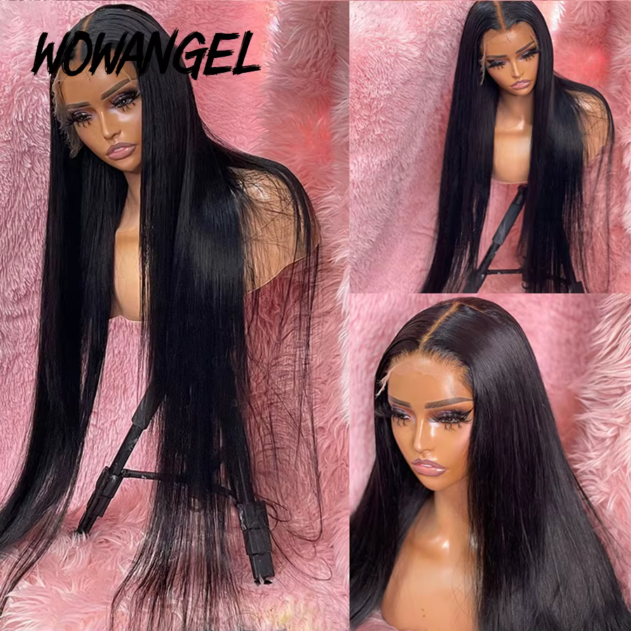 34 pouces Real HD Lace Front Wig Cheveux raides pré-plumés 13x6 HD Transparent Lace Frontal Perruque