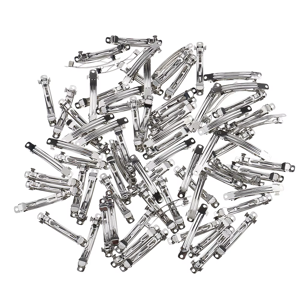 50pcs métal français Barrette pince à cheveux épingles à cheveux arc argent bricolage cheveux access