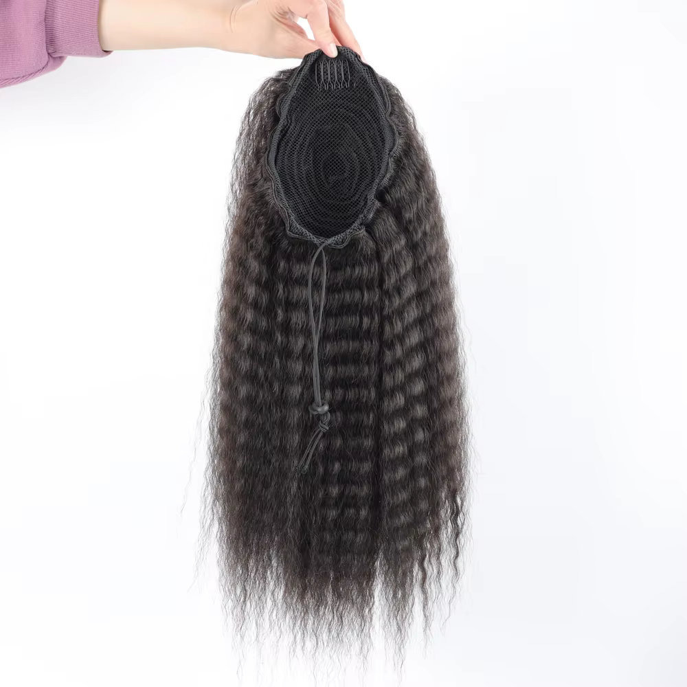 Faux cordon synthétique queue de cheval Extension de cheveux élastique pour les femmes crépus bouclé