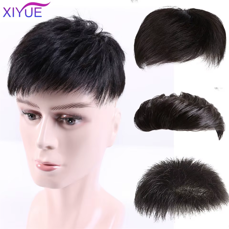 XY synthétique naturel faux postiche pour hommes naturel Invisible Topper fermeture postiche adapté 