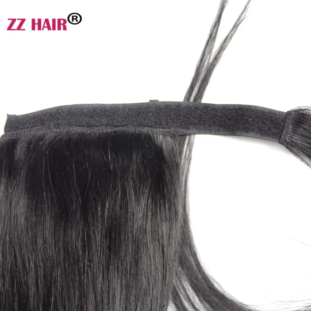 ZZHAIR-Extensions de Cheveux 100% Naturels Remy, Queue de Cheval Ronde Magique, Faits à la Machine,