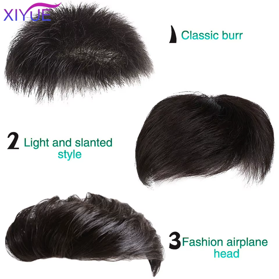 XY synthétique naturel faux postiche pour hommes naturel Invisible Topper fermeture postiche adapté 