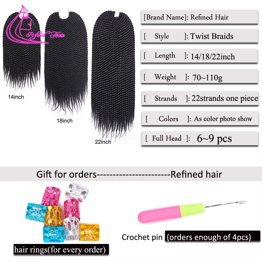 Tresses synthétiques au Crochet torsadées sénégalaises ombrées marron gris Extensions de cheveux tre