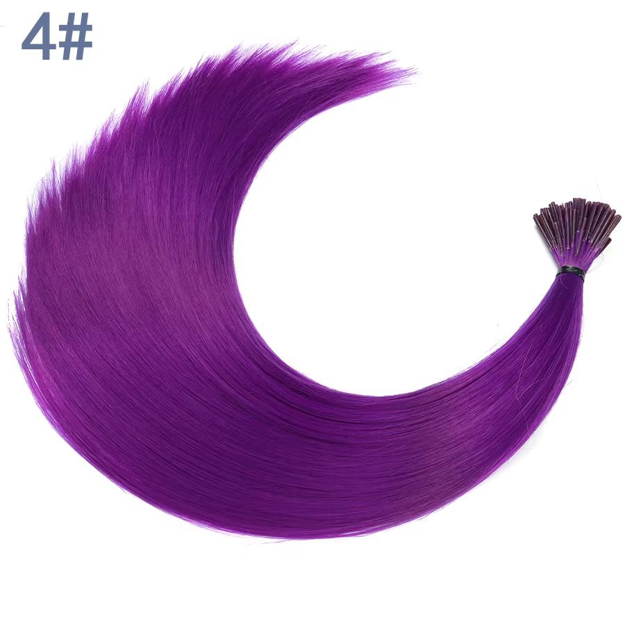 Teinture capillaire synthétique arc-en-ciel faux Extensions de cheveux colorés Kanekalon i-tip kérat