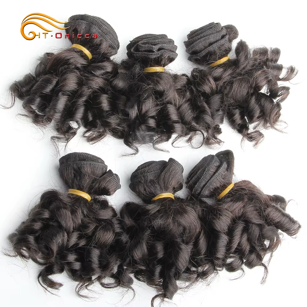 Extensions de cheveux bouclés Remy 100% humains, lot de 6 pièces, Double dessin, couleur naturelle