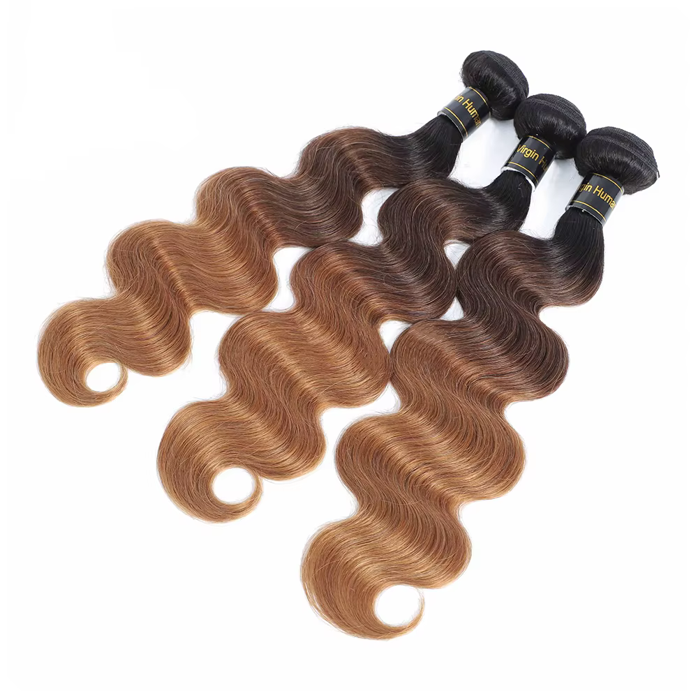 Tissage en lot brésilien naturel Body Wave avec closure, mèches de cheveux vierges 1b/4/27 1b/4/30,