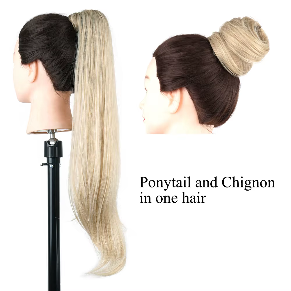 Soowee longue couche queue de cheval Extension de cheveux synthétiques Blonde queue de poney cheveux