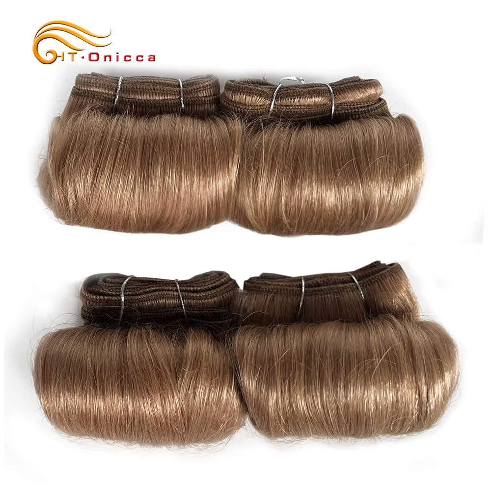 Bundles de tissage de cheveux humains bouclés indiens, produits de cheveux courts, faisceaux ondulés
