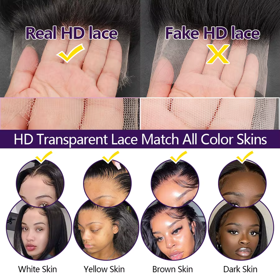 13x6 HD dentelle frontale Invisible HD transparente dentelle fondre peaux droites 6x6 5x5 HD fermetu