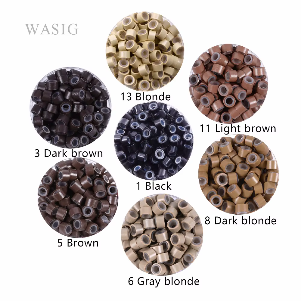 Extensions de cheveux en Silicone, 1000 pièces, 4.5mm x 2.5mm x 3mm, micro/lien/perle, 7 couleurs en