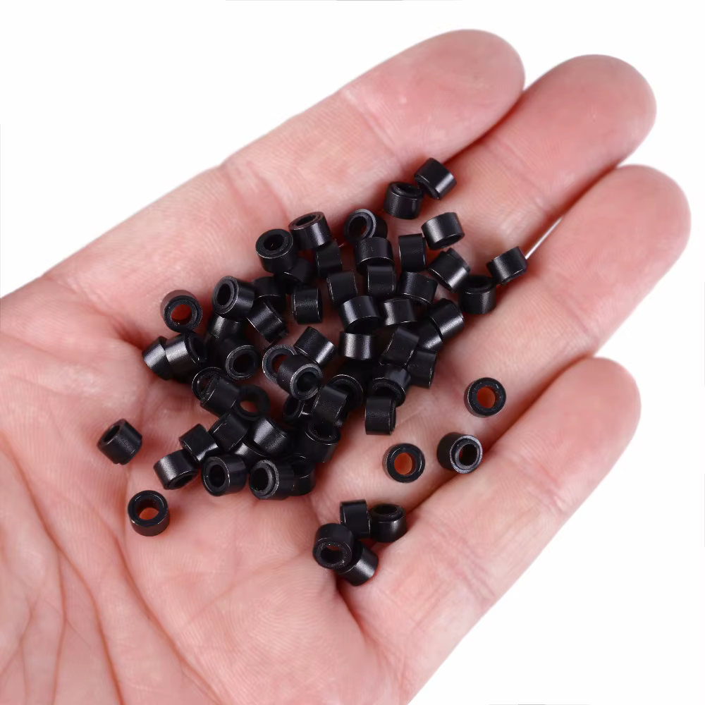 100 pièces 5.0*3.0*3.0mm Micro anneaux/liens/perles doublés de Silicone MICRO anneau lien sertissage