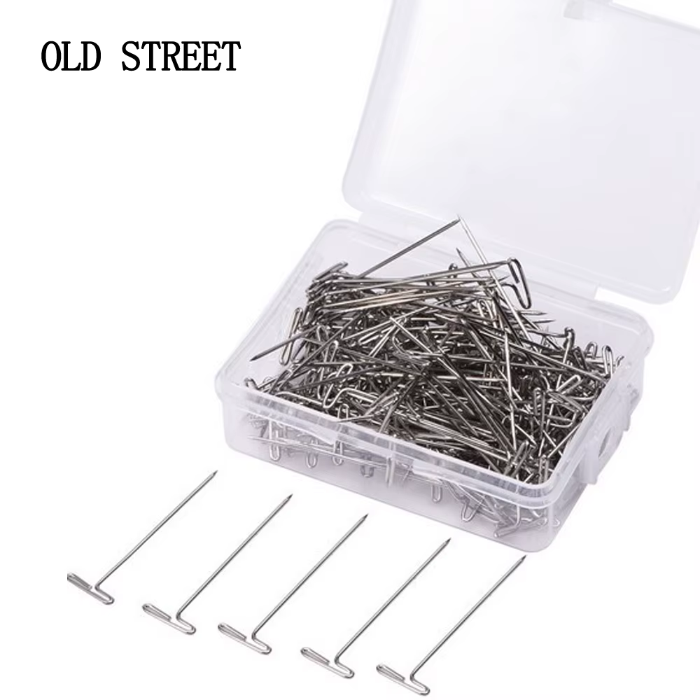 Épingles en T pour perruque, 50 pièces, argent, 32mm de Long, outils de coiffure pour affichage de p