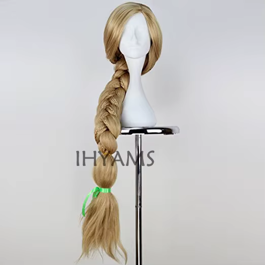 Top qualité 100 CM de Long Raiponce emmêlé blond clair droite Cosplay cheveux grande tresse pour les