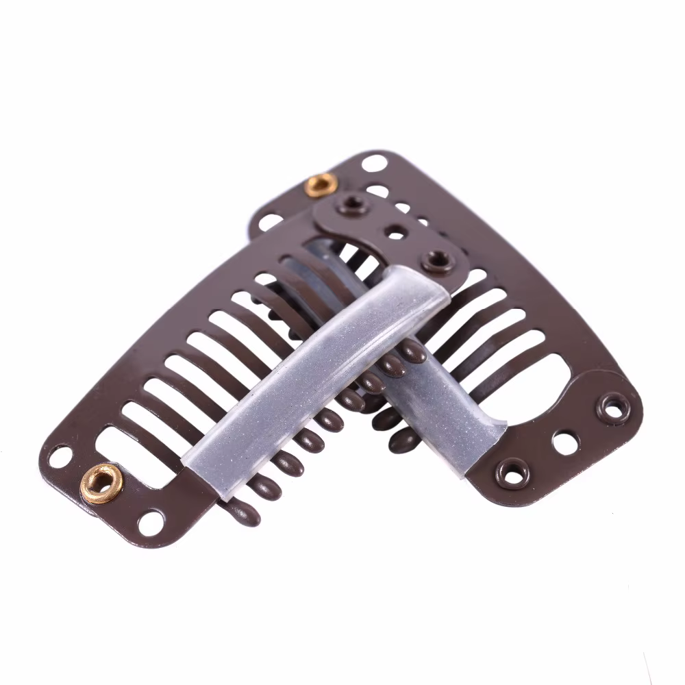 Clips en métal avec dos en silicone pour extensions de cheveux humains, pinces à 9 dents, pinces à p