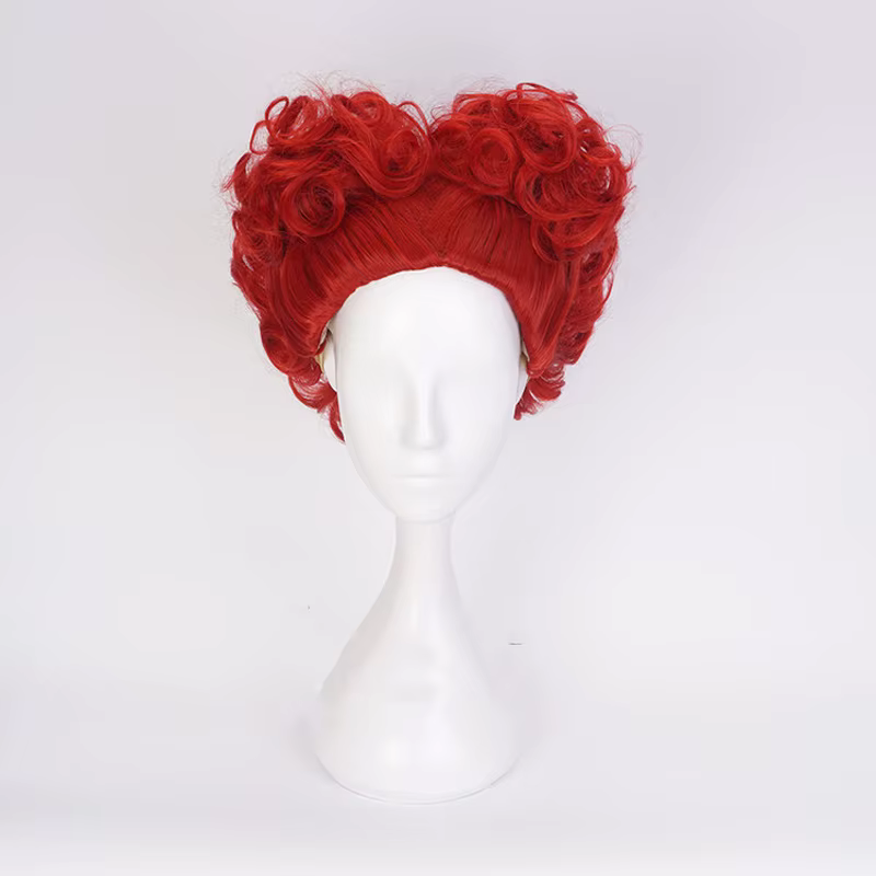 Perruque de Cosplay reine rouge Alice au pays des merveilles pour Halloween, Costume de jeu de rôle 