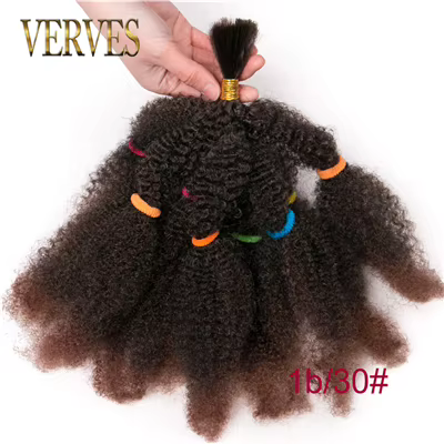 VERVES Crochet cheveux bouclés Extensions synthétiques 12 pouces Ombre tressage cheveux Afro crépus