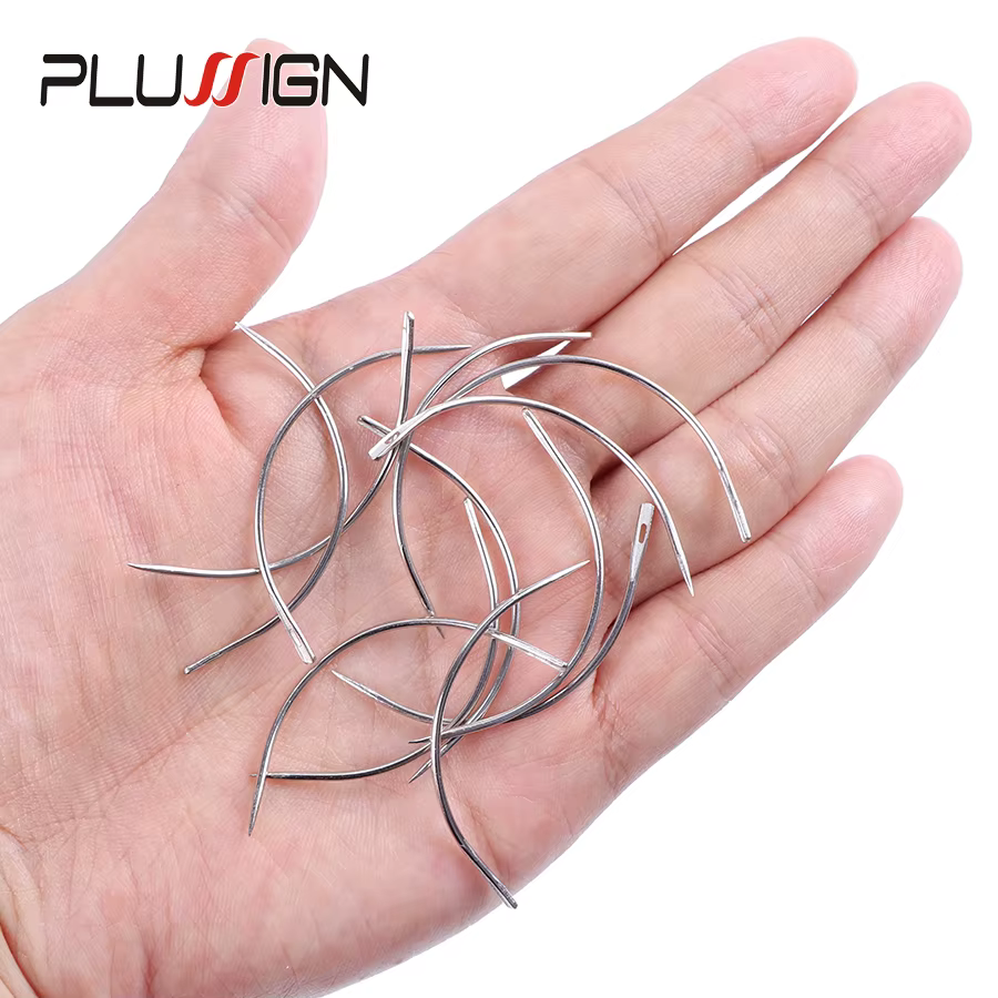 Plussign 12 pièces/lot aiguilles incurvées en acier inoxydable Type C perruque faisant des aiguilles