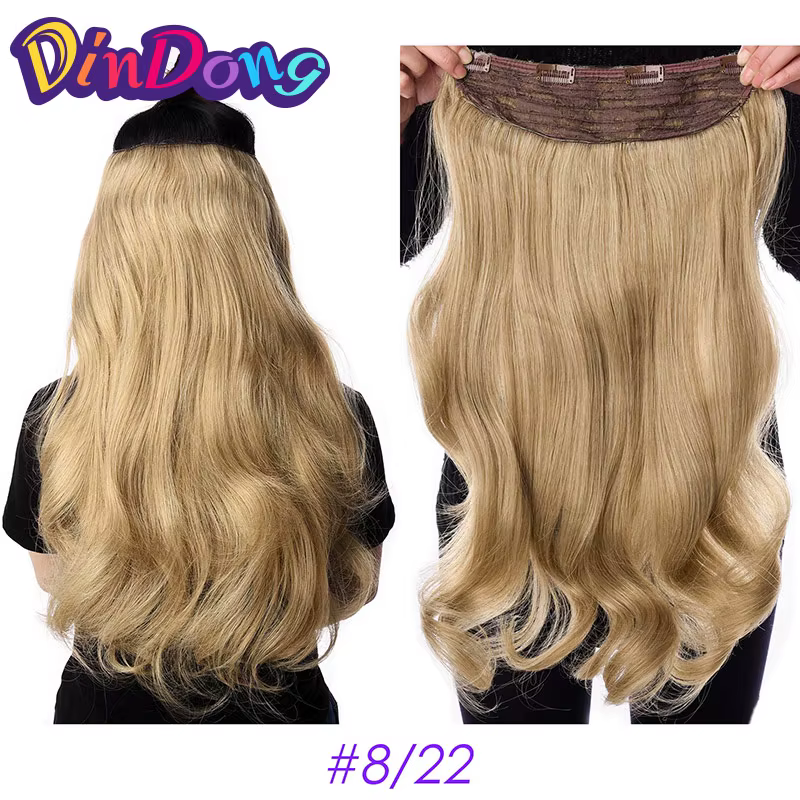 DinDong Clips dans les extensions de cheveux 32 pouces synthétiques ondulés 210G Premium cheveux rés