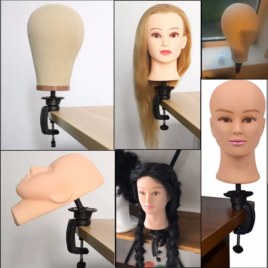 Modèle réglable Mannequin formation tête perruque support support bureau Table pince couleur noire 1