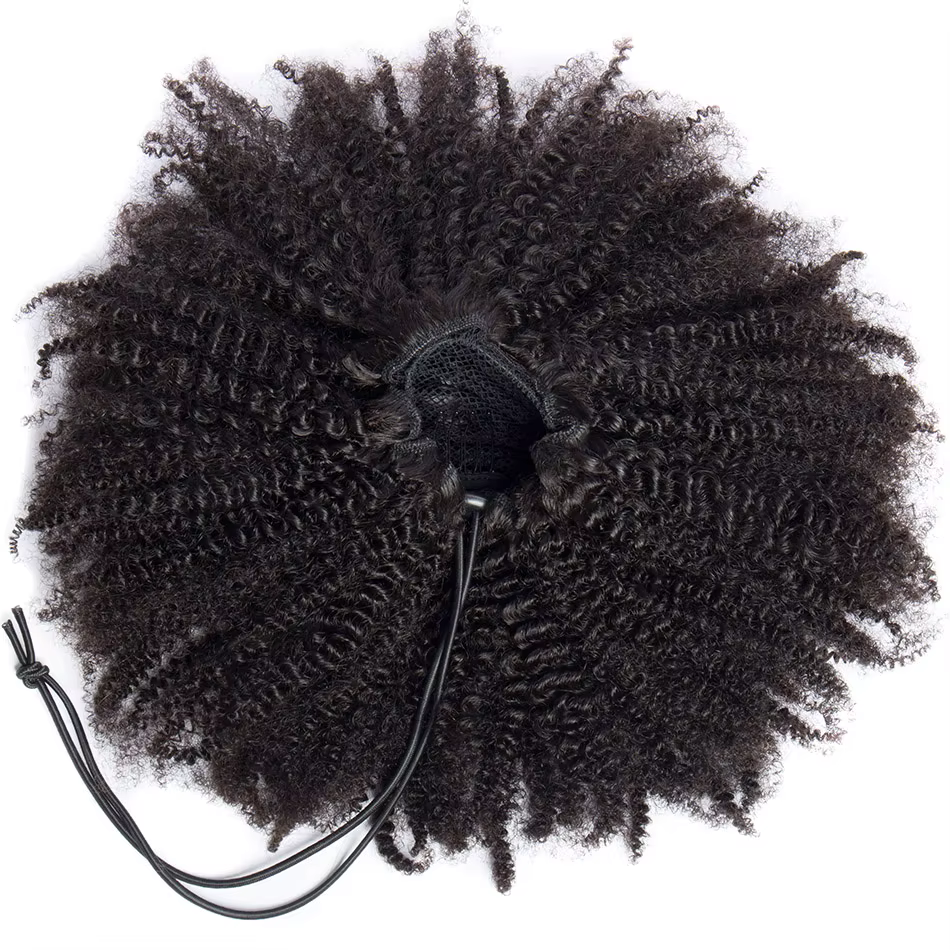 Alibele-Extensions de Cheveux Humains Crépus Bouclés Afro, Queue de Cheval Longue à Clips, 10-28 Pou