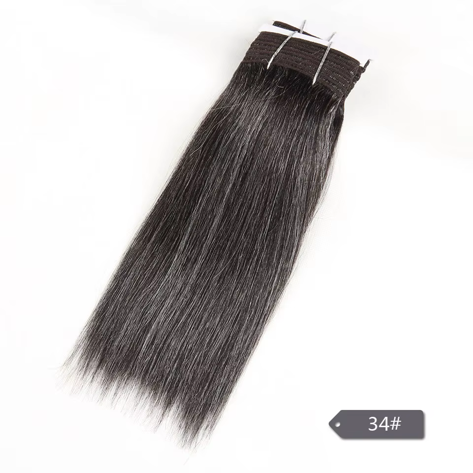 Cheveux élégants brésiliens Double tirage Remy cheveux humains armure courte Yaki droite # 44 # 34 #