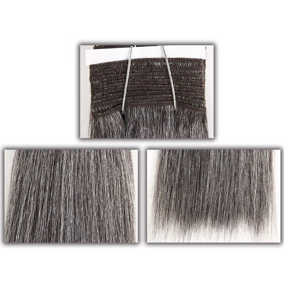 Cheveux élégants brésiliens Double tirage Remy cheveux humains armure courte Yaki droite # 44 # 34 #