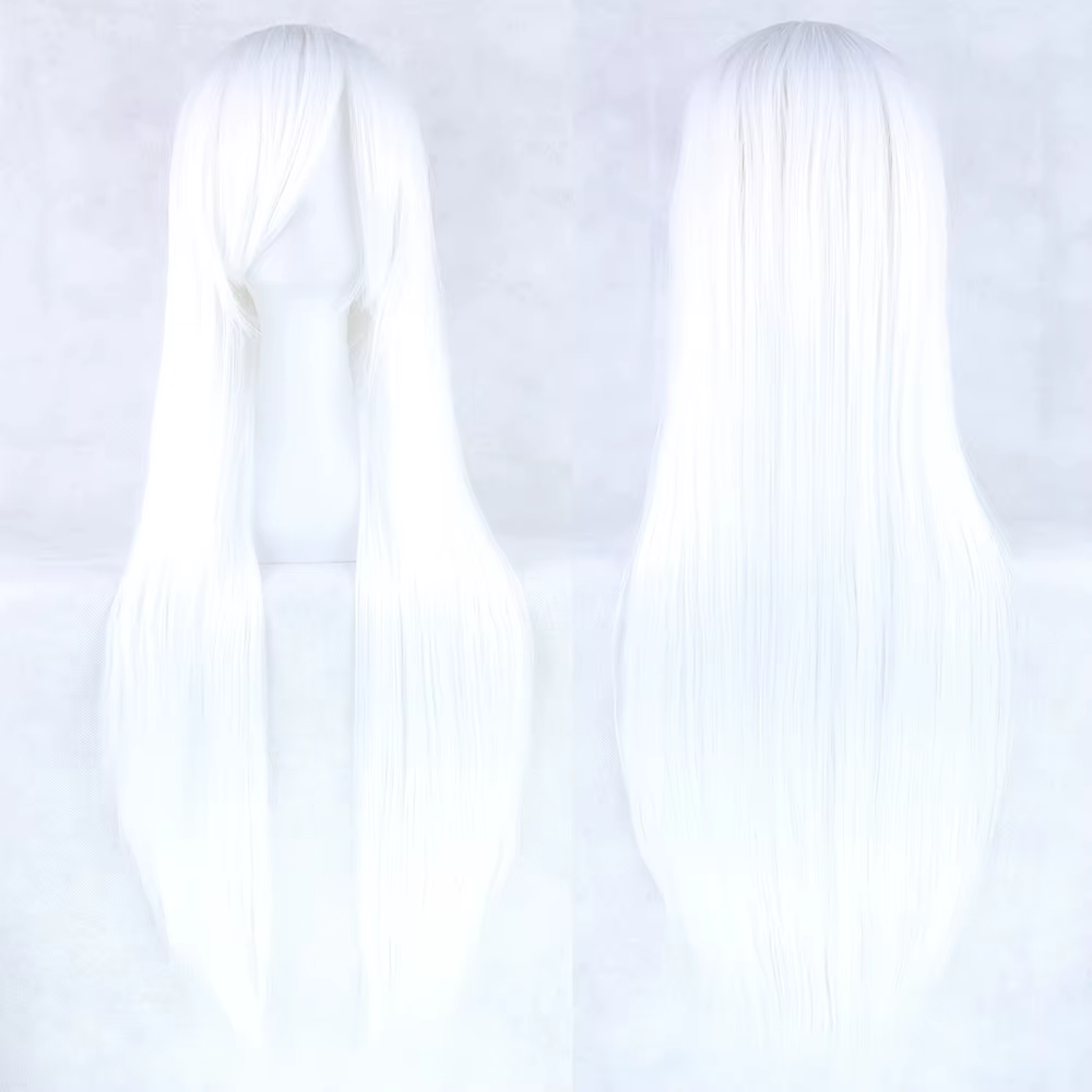 Soowee 80 cm de Long cheveux synthétiques blanc violet Cosplay perruques fête cheveux noirs perruque