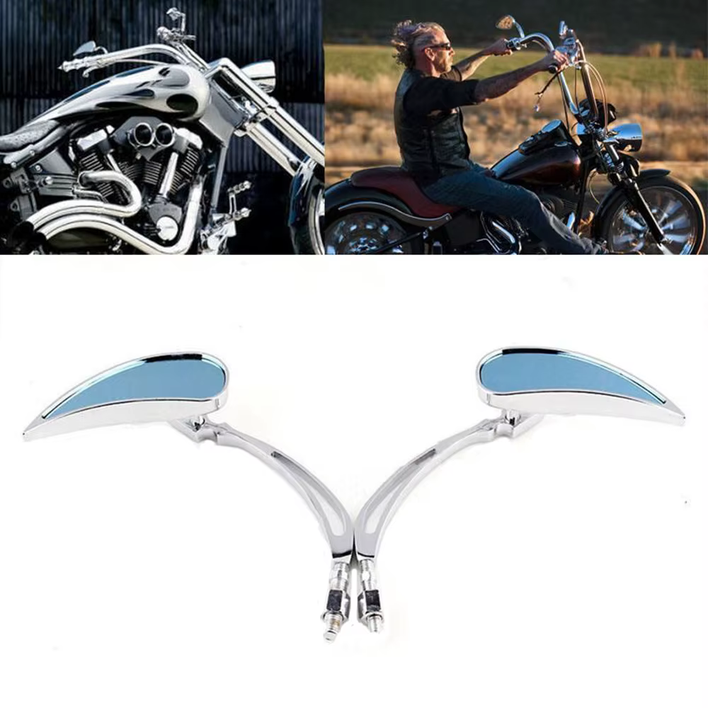 Mini rétroviseurs latéraux chromés personnalisés en forme de larme pour moto, vélo de sport de rue,