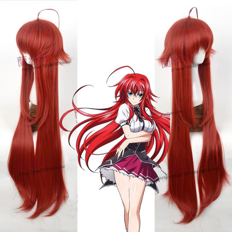 Lycée DxD Rias Gremory 100cm Long Vin Rouge Chaleur Degré Cheveux Cosplay Costume Perruque + Bonnet 
