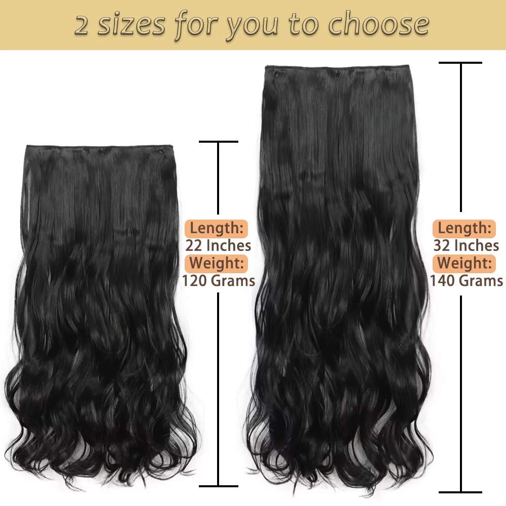 NICESY synthétique longue ondulée 5 Clips Extensions de cheveux 22 pouces/32 pouces pince sur Extens
