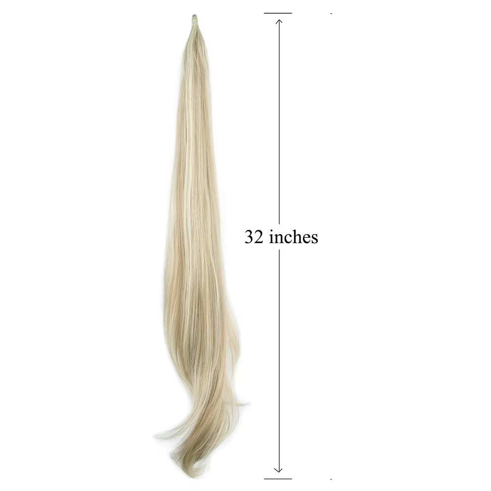 Soowee longue couche queue de cheval Extension de cheveux synthétiques Blonde queue de poney cheveux