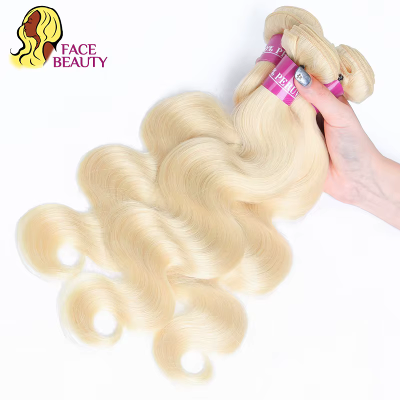 Tissage en lot brésilien naturel Remy Body Wave blond 613, Extension de cheveux longs, 26 28 30 32 3