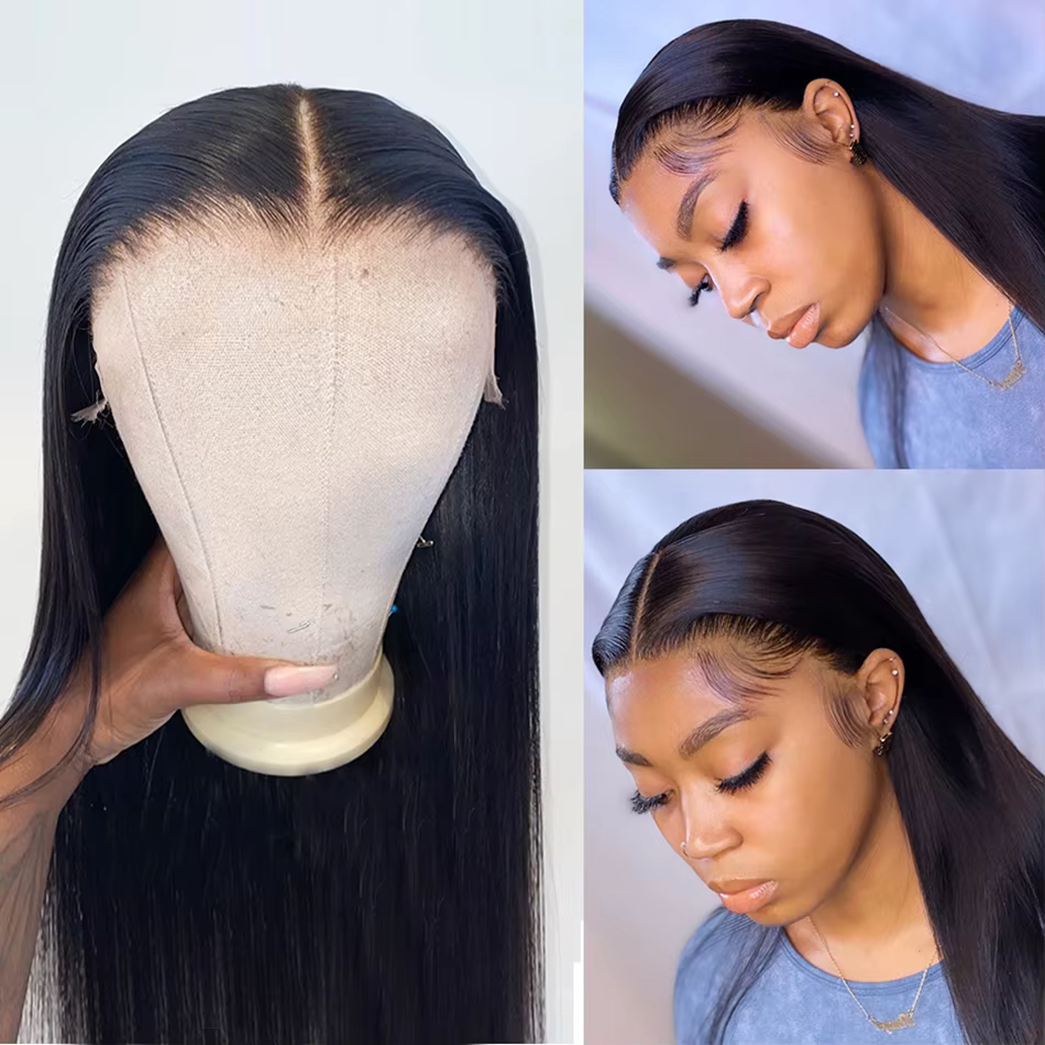 Perruque Lace Frontal wig naturelle péruvienne Remy, cheveux lisses, HD, 13x6, pre-plucked, 180%, po