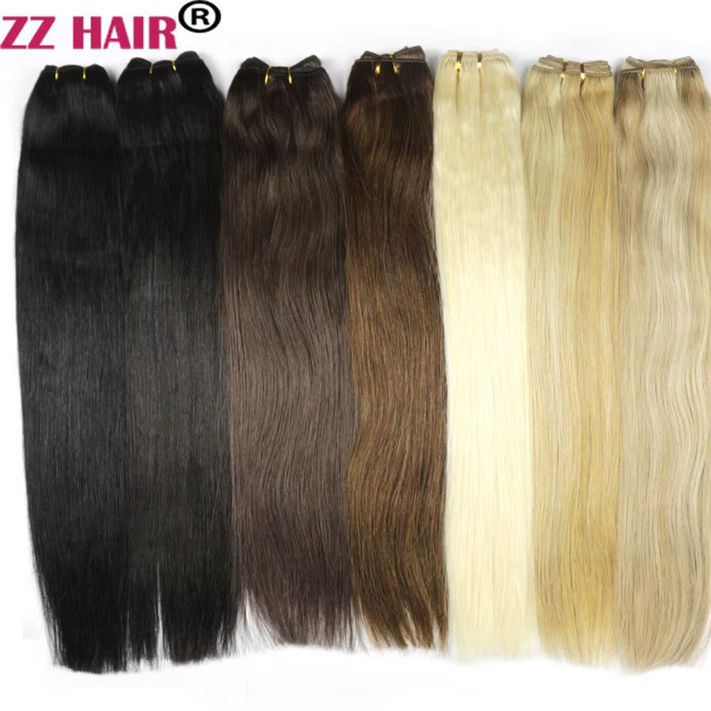 ZZHAIR 100% Extensions de cheveux humains 16 "-24" tissage de trame de cheveux Remy fait à la Machin